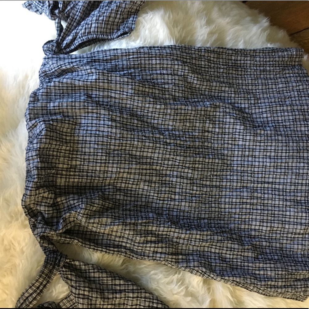 Urban Renewal Checker Off the Shoulder Dress